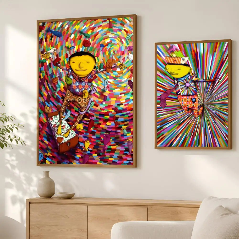 Os Gemeos Self-Stick HD PVC Wall Art Poster | Waterproof Decor