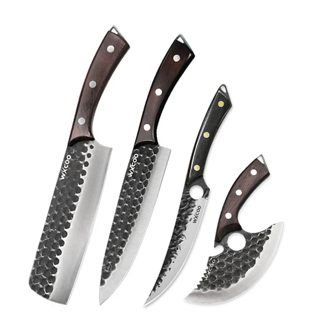 WXCOO Forged Chef Knife Set – Boning, Cleaver & Butcher