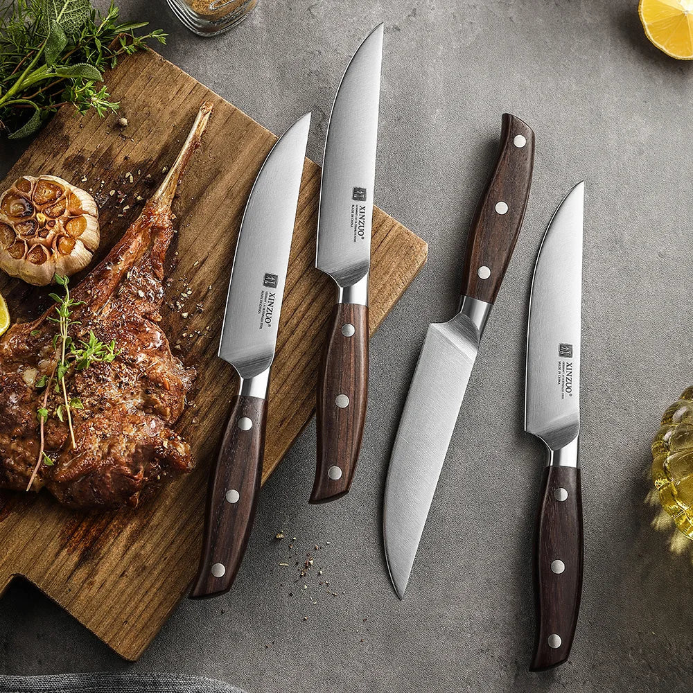 XINZUO 4-Pc Steak Knife Set | German Steel & Sandalwood Handles