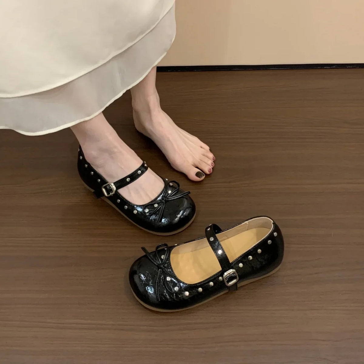 YBQJOO Women's Mary Jane Flats – Buckle Strap Dress Shoes