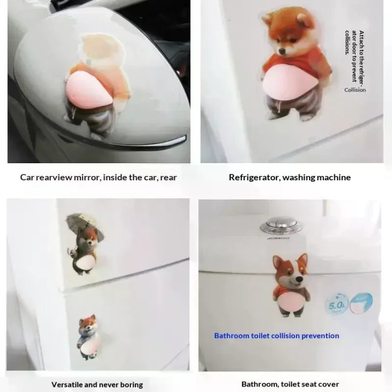3D Shiba Inu Stickers Cute Orange Chubby Silicone Self-adhesive