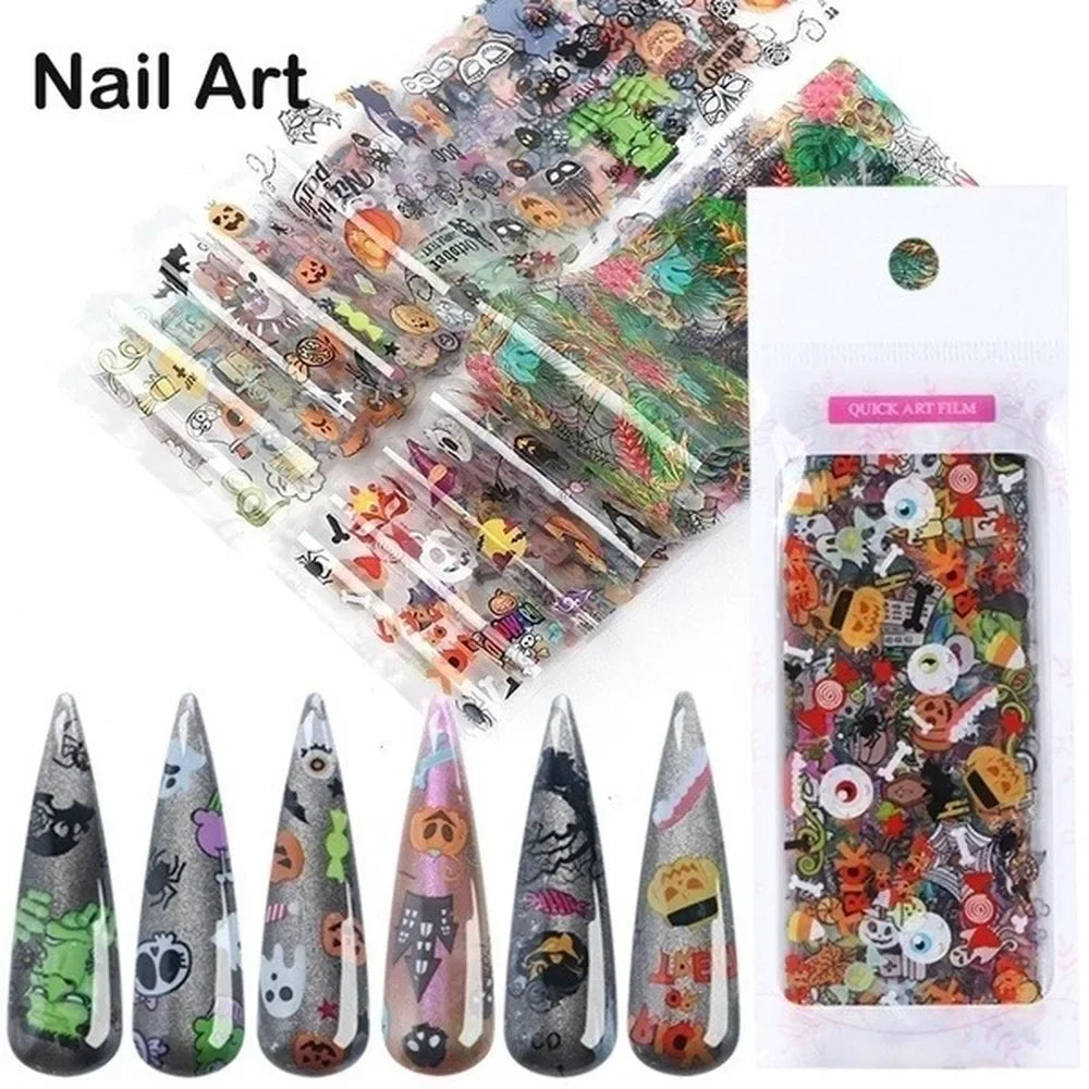 Holographic Nail Art Stickers – Christmas & Halloween 3D Decals