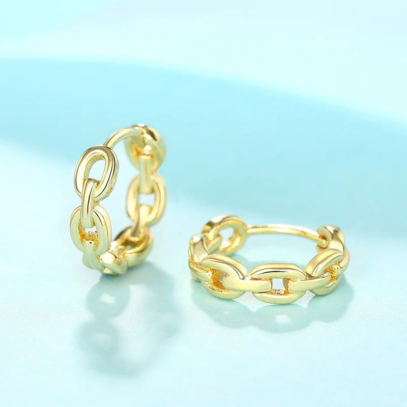 Huitan Gold Chain Hoop Earrings – Geometric Women's Jewelry
