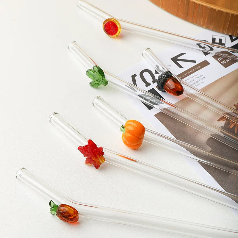 Fruit Series Glass Straw Reusable Drinking Straws Heat-resistant
