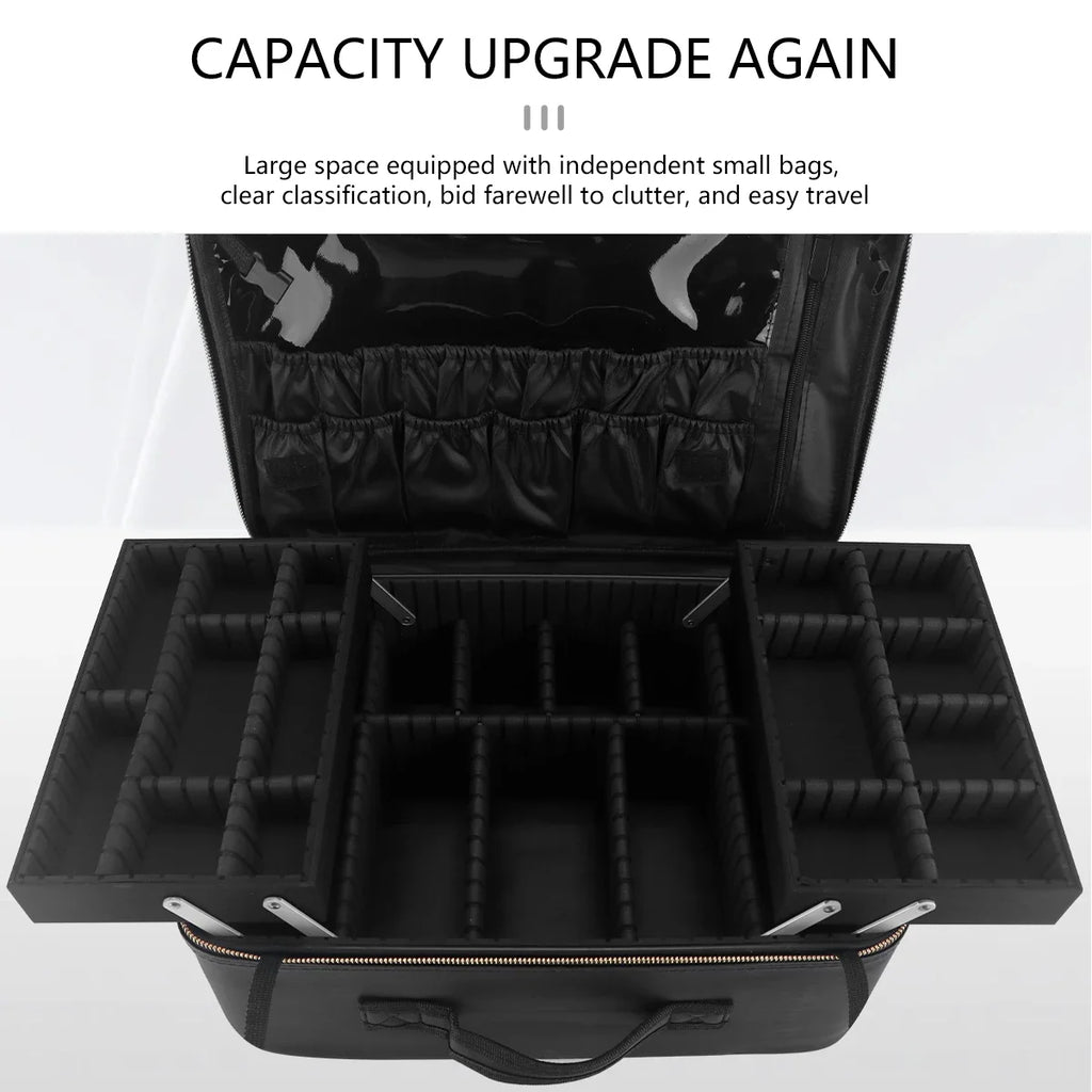 PU Leather Makeup Organizer Bag with Strap | Travel Brush Case