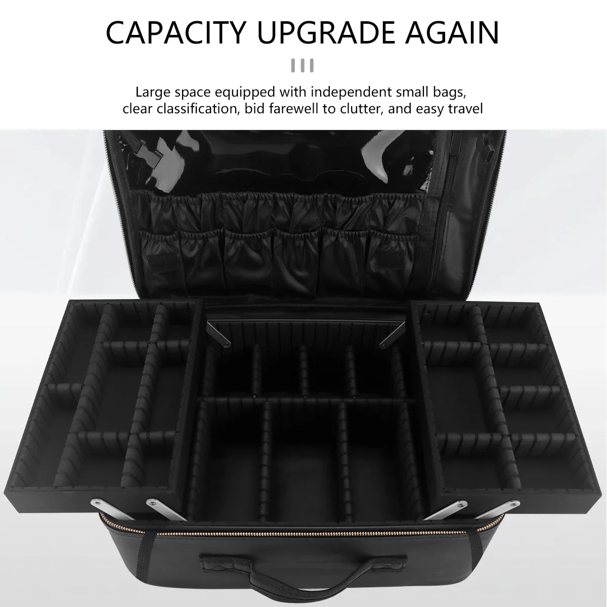 PU Leather Makeup Organizer Bag with Strap | Travel Brush Case
