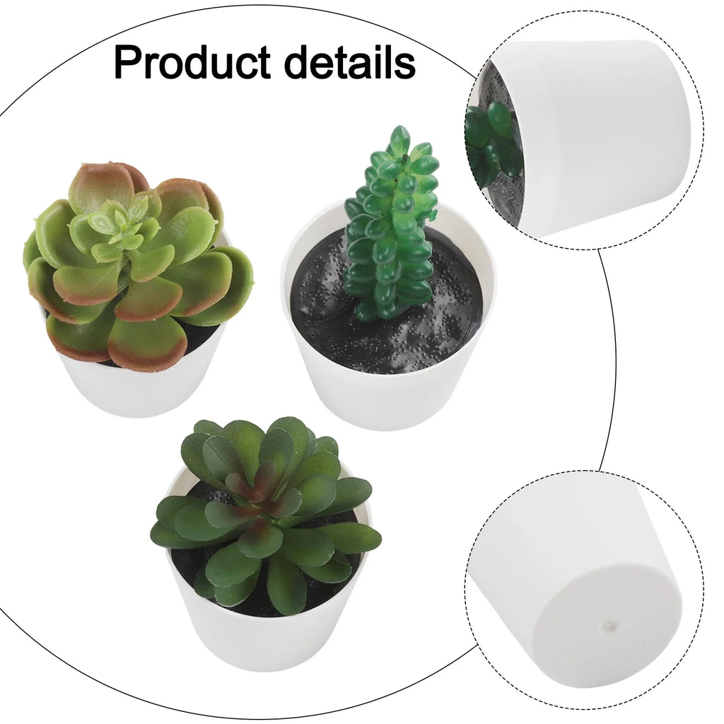 Artificial Succulent Bonsai Set of 3 – Faux Desktop Decor