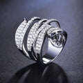 Huitan Cubic Zirconia Wide Band Ring – Luxury Party Jewelry