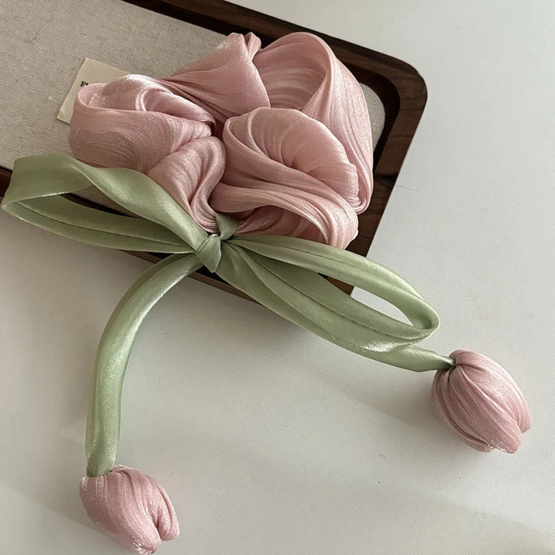 Sweet Tulip Bowknot Hair Clip with Tassels for Women & Girls