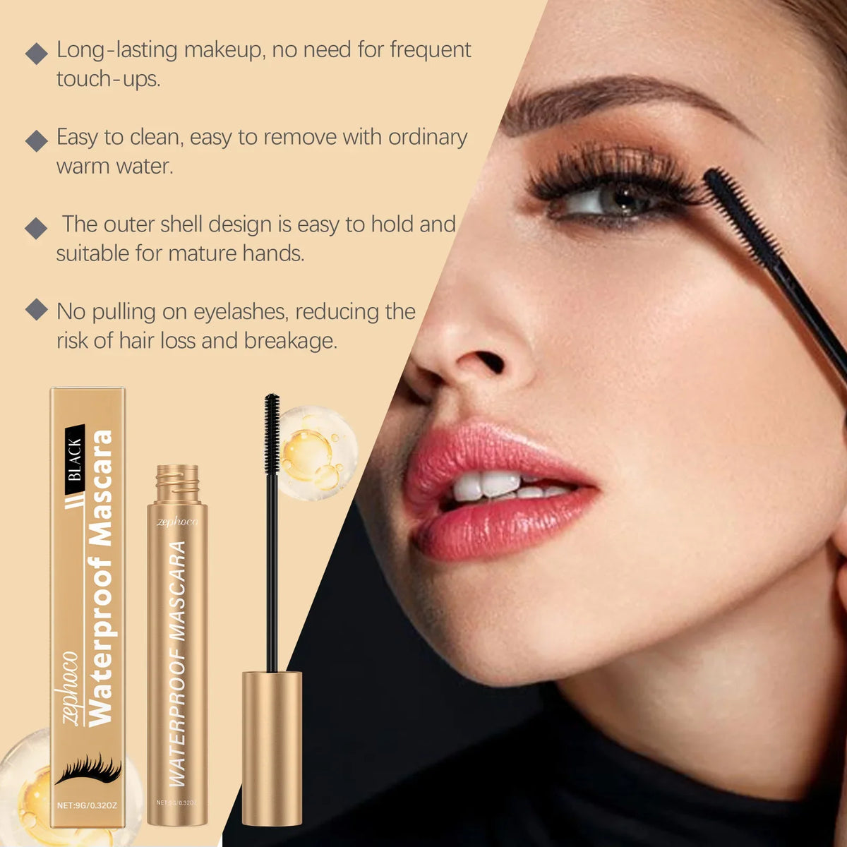 Zephoco Black Curling Mascara – Lengthening & Waterproof