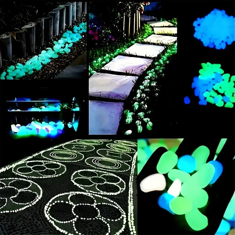 100 Glow in the Dark Pebbles – Luminous Garden & Aquarium Stones