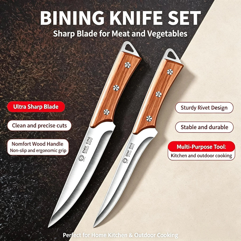 Stainless Steel Fillet & Boning Knife – Wood Handle Chef Knife