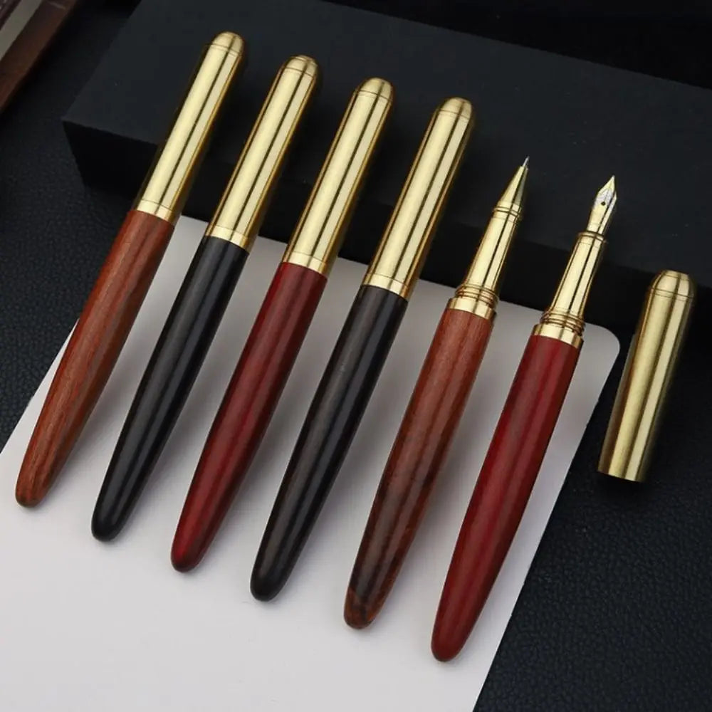 Wood & Brass Fountain Pen – 0.7mm Calligraphy Signature Pen