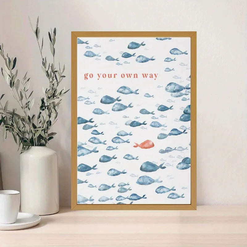Fish Pattern Canvas Poster | Nautical Coastal Wall Art Unframed