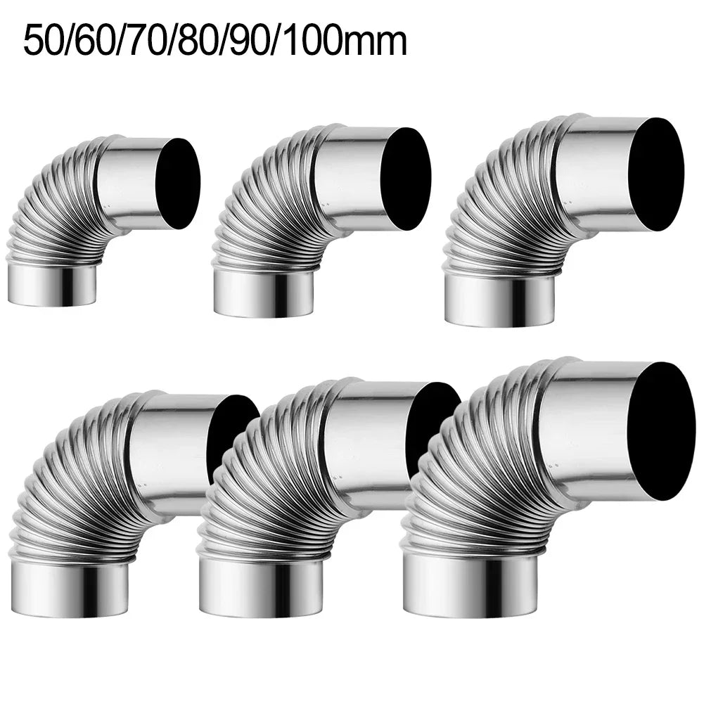 50- Stainless Steel Flue Pipe 90 Degree Elbow Stoves Fireplaces