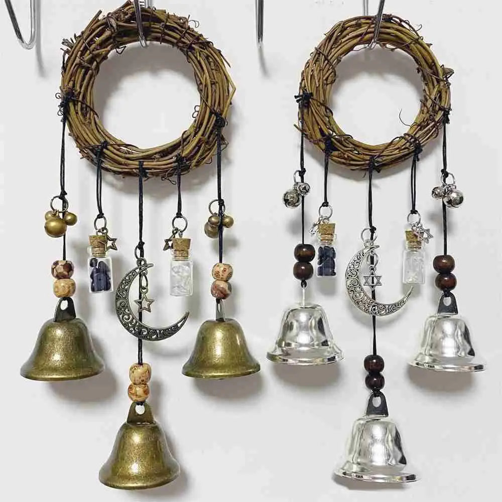 Witch Bells Door Hanger | Handmade Wiccan Wind Chime Wreath