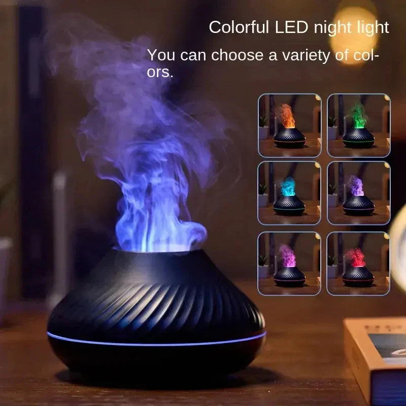 Flame Aroma Diffuser Humidifier – 7 Color LED Night Light