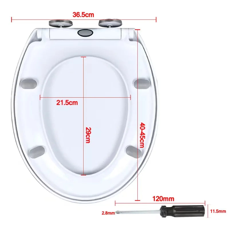 White Oval Slow-Close Toilet Seat – Heavy-Duty Universal Fit