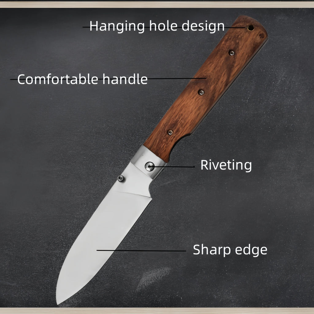 COOKCRAZE Folding Bread Knife | 440A Stainless Steel Rosewood