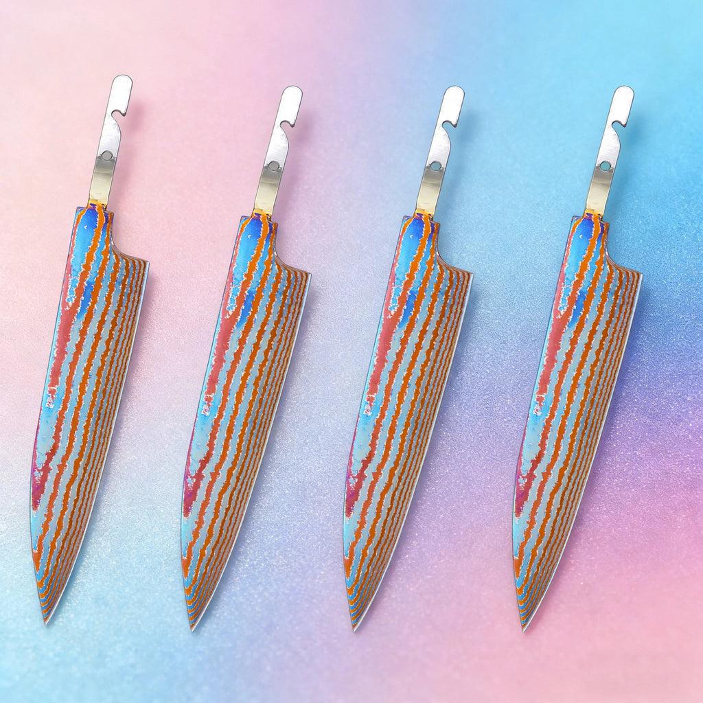 Damascus Titanium Kitchen Knife Blade | DIY Replacement 1–5 Pcs