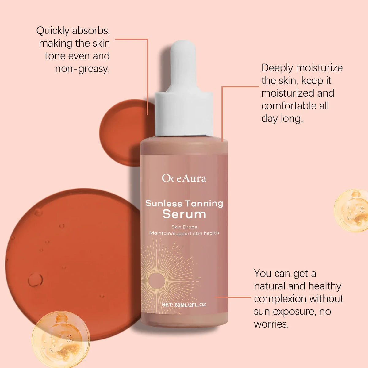 Herbal Sunless Self Tanning Serum – Natural Bronze Glow 60ml