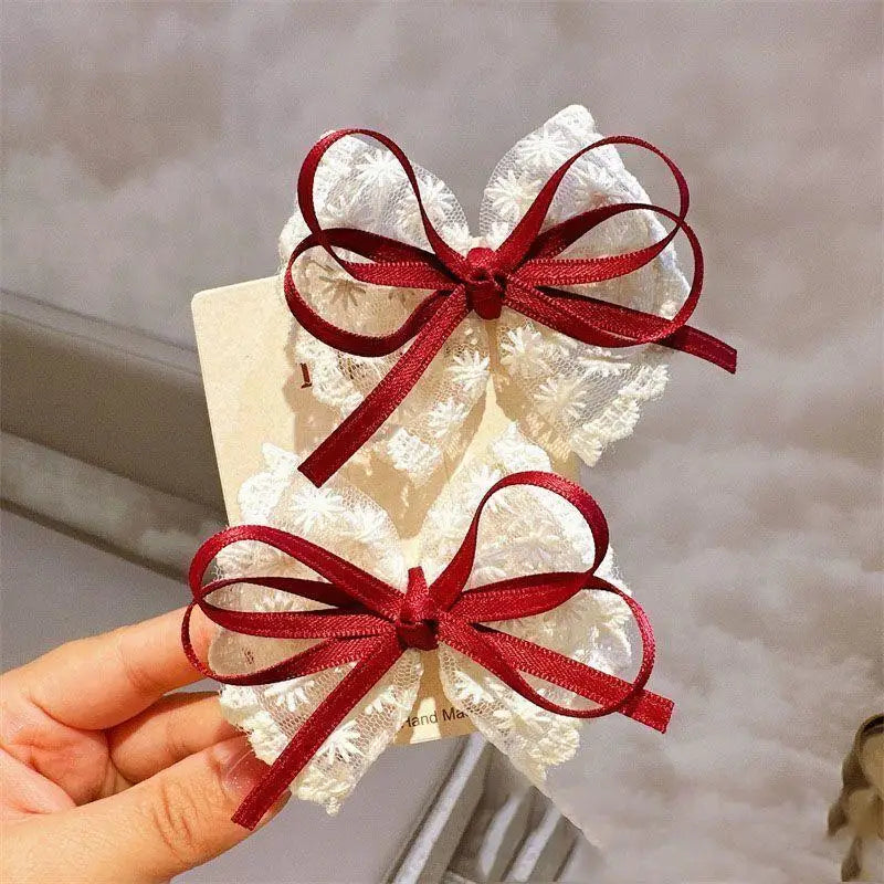 2-Pack Bow Hair Clips – Ribbon Barrettes for Women & Girls