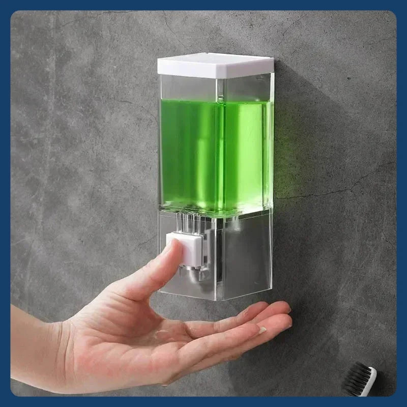 No-Drill Transparent Wall-Mounted Manual Soap Dispenser