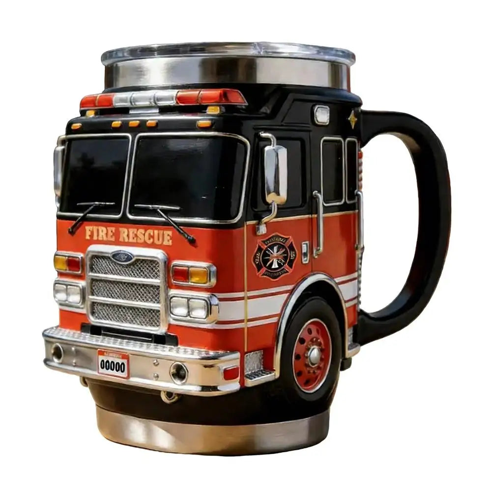 Fire Truck Novelty Coffee Mug – Resin & Stainless Steel