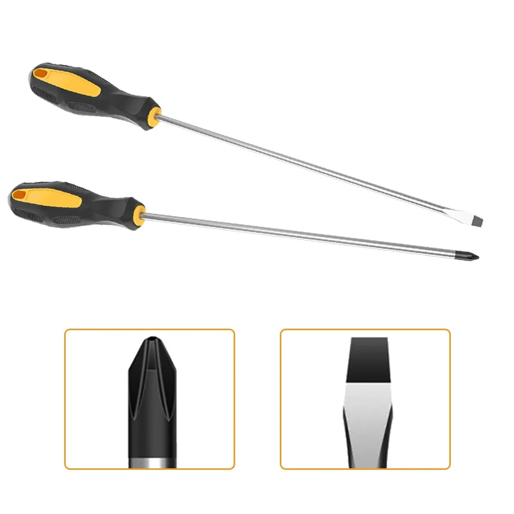 250mm Magnetic Screwdriver – Slotted & Cross Head, Rubber Grip