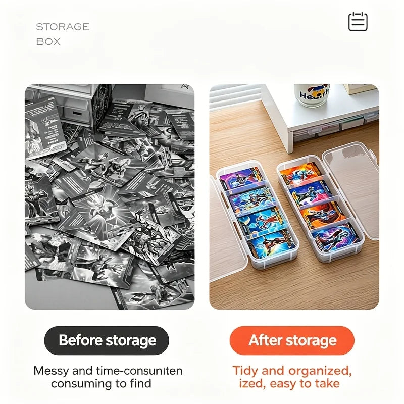 4-Compartment Card Storage Box – Lidded Plastic Organizer