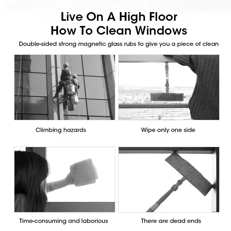 Magnetic Double-Sided Window Cleaner with Anti-Fall Rope