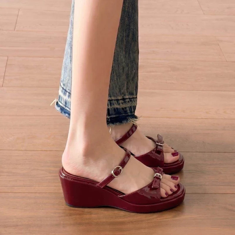 Women's Platform Wedge Slides – Open Toe Summer Sandals