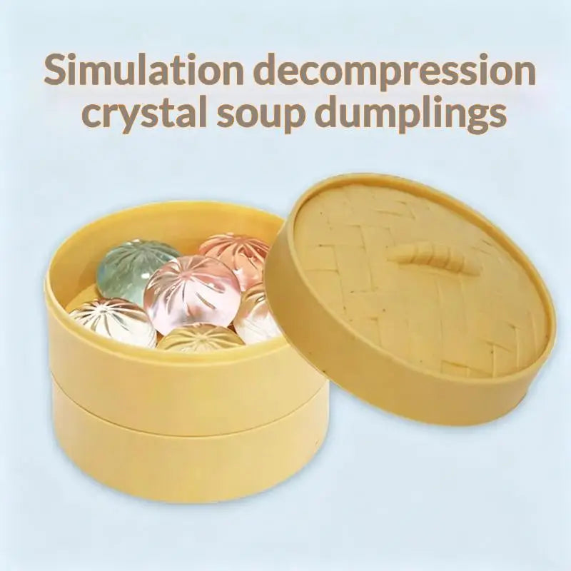 5-Piece Mini Dumpling Squishy Toys Set with Steamer Basket