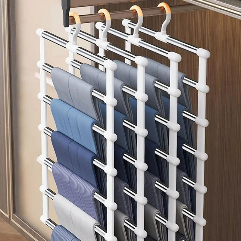 Foldable Pants Hanger Multi Layer Non Slip Clips Space Saving Closet