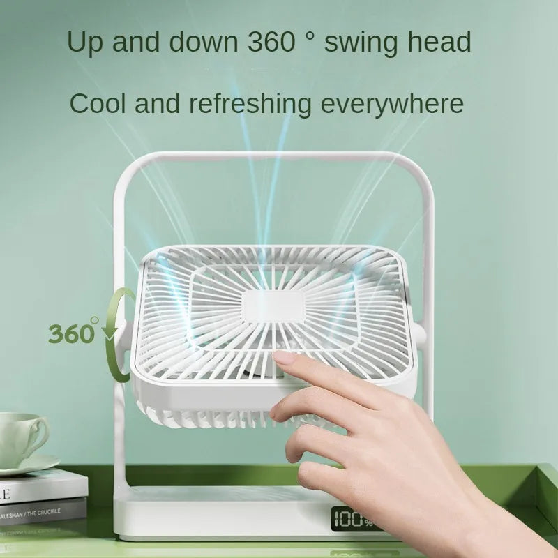 M09 Rechargeable Desktop Wall Fan – 3600mAh USB Battery