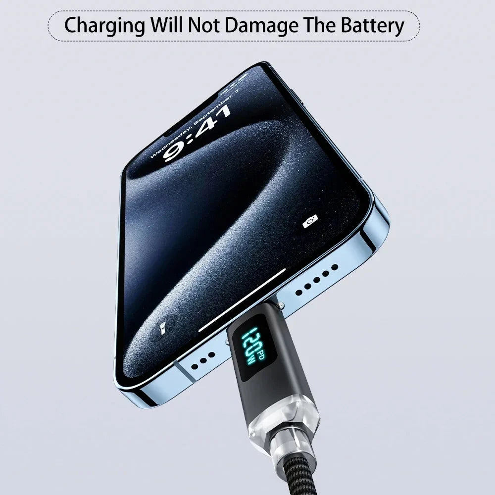 120W USB-C to C 6A Fast Charging Cable with Digital Display