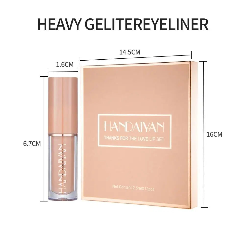 Handaiyan 12-Color Matte Liquid Lipstick Set – Waterproof