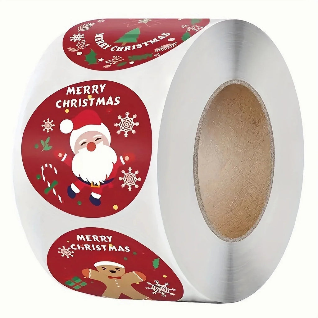 Roll Merry Christmas Stickers Themed Seal Label DIY Bake Wrap
