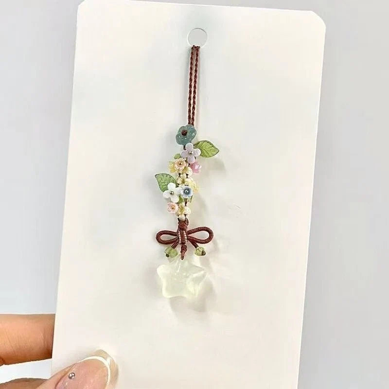 Chinese Ice Transparent Star Flower Pendant Sweet Cute Mobile Bag