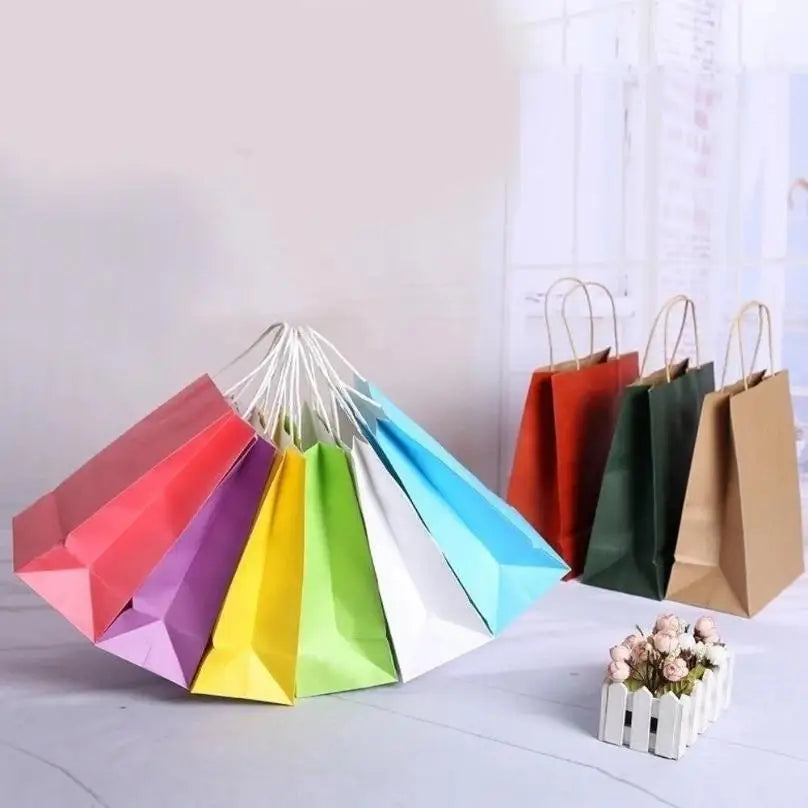 Kraft Paper Gift Bags with Handles 5-Pack | Party Favor Bags