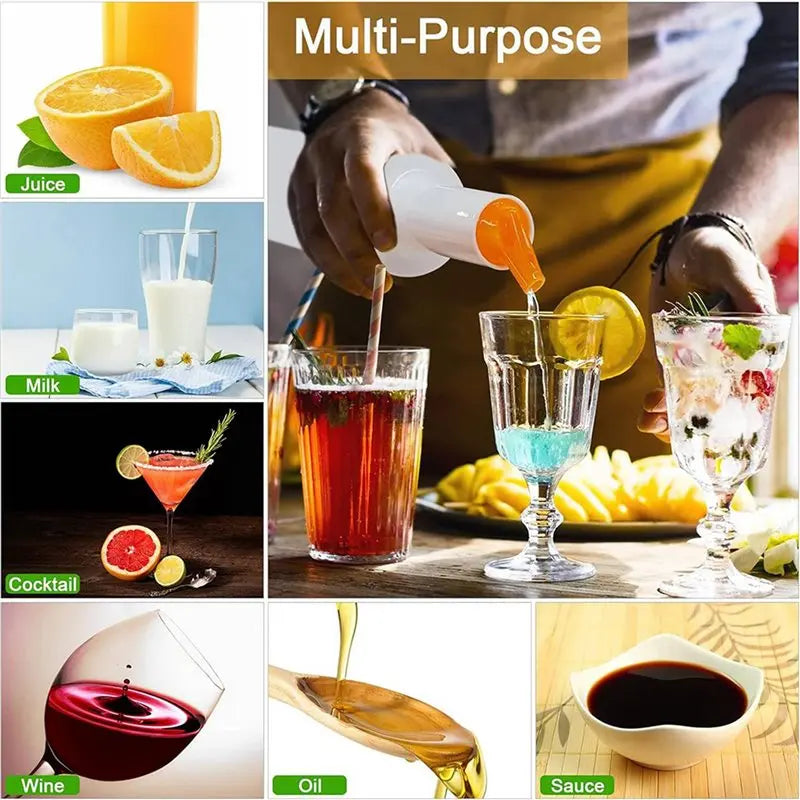 8-Pack 34 Oz Colorful Juice Pouring Bottles | Bar Dispensers