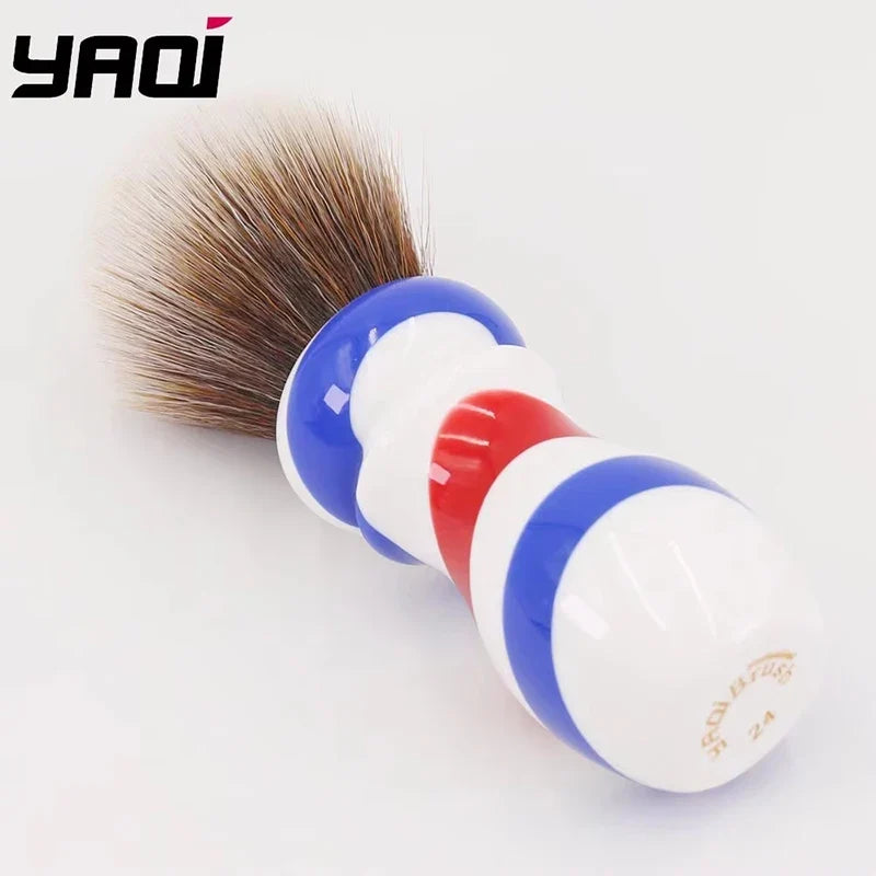 Yaqi Barber Pole Brown Synthetic Knot Mens Wet Shaving Brush Retro
