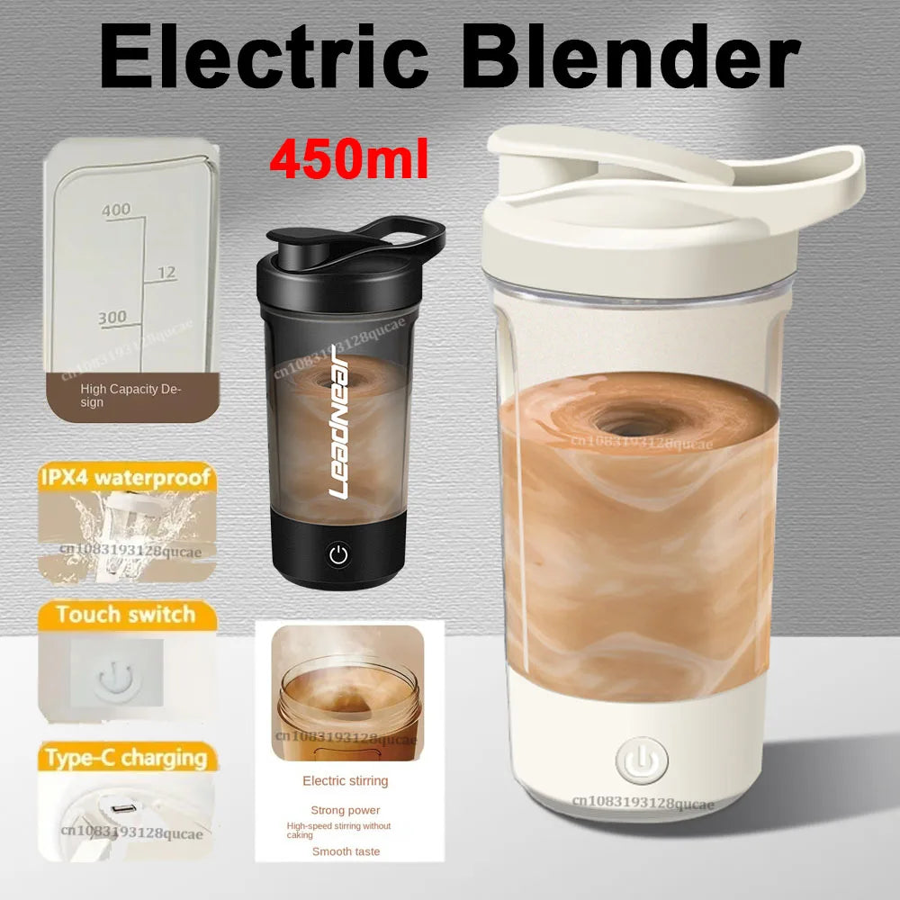 Portable Electric Protein Shaker Bottle USB Rechargeable Multipurpose