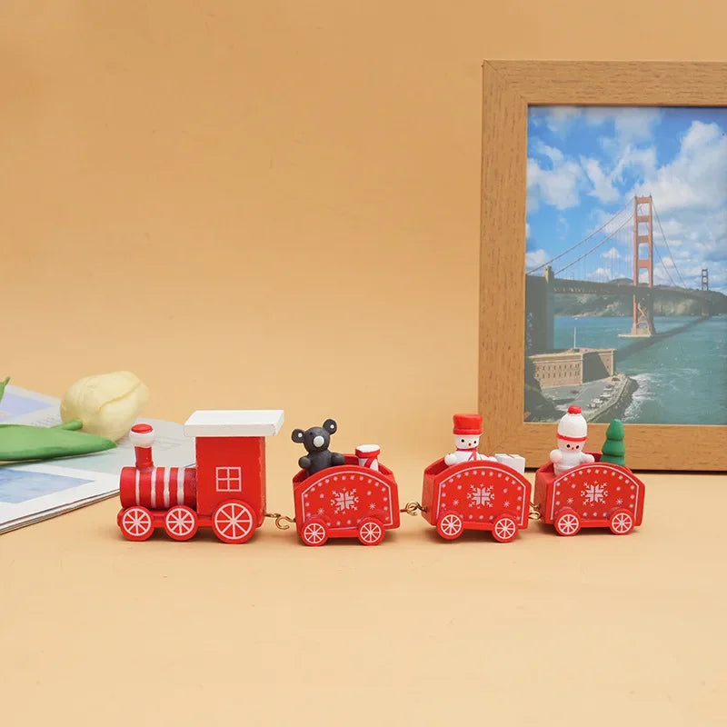Christmas Wooden Mini Train Ornament Set – 3-Piece Décor
