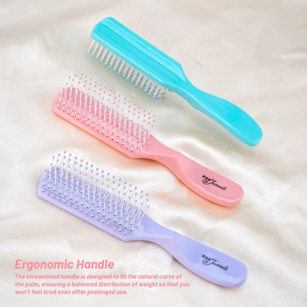 Pastel Detangling Hair Brush – Soft Nylon Bristles, 3 Colors