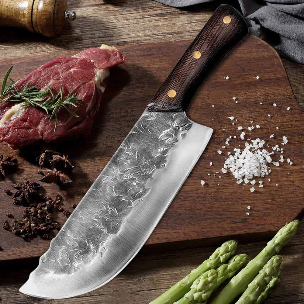 8-Inch Handmade Forged Chinese Chef Cleaver | 5Cr15 Steel