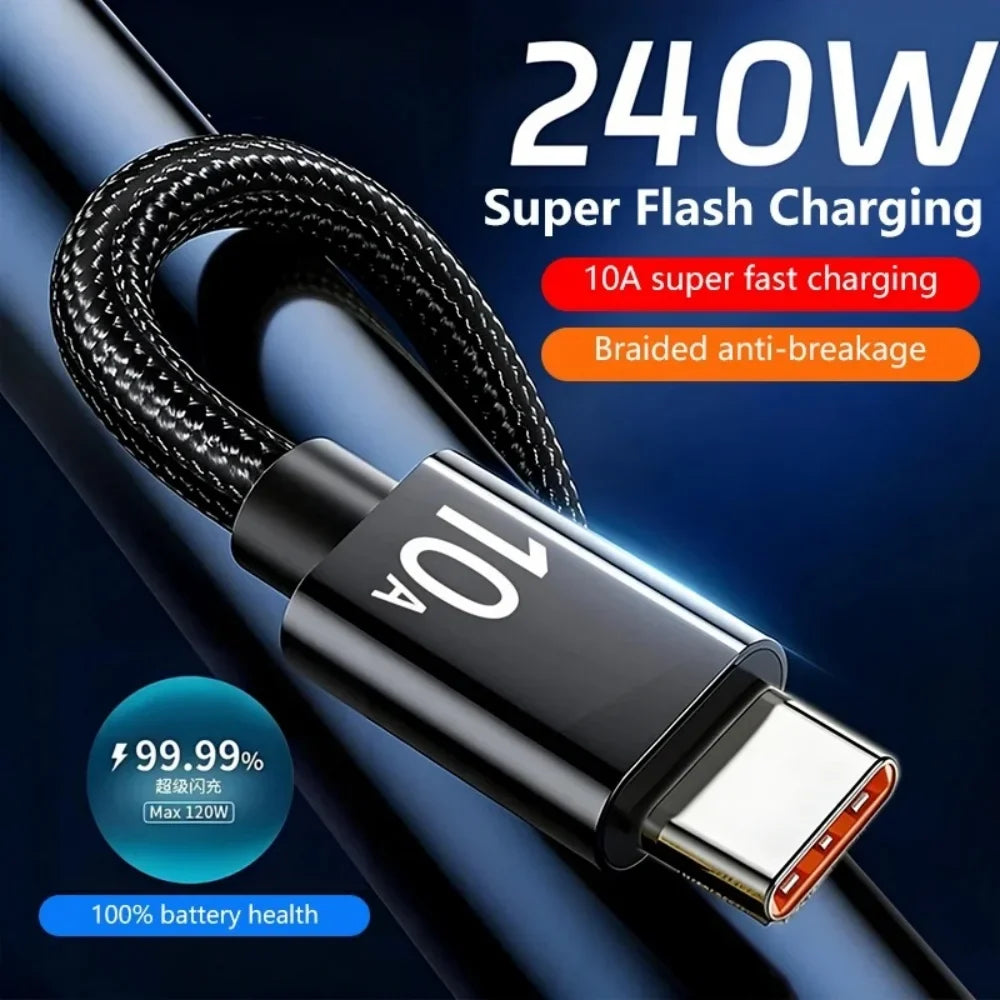 120W USB-C Fast Charging Cable Braided | 1m–3m for Android