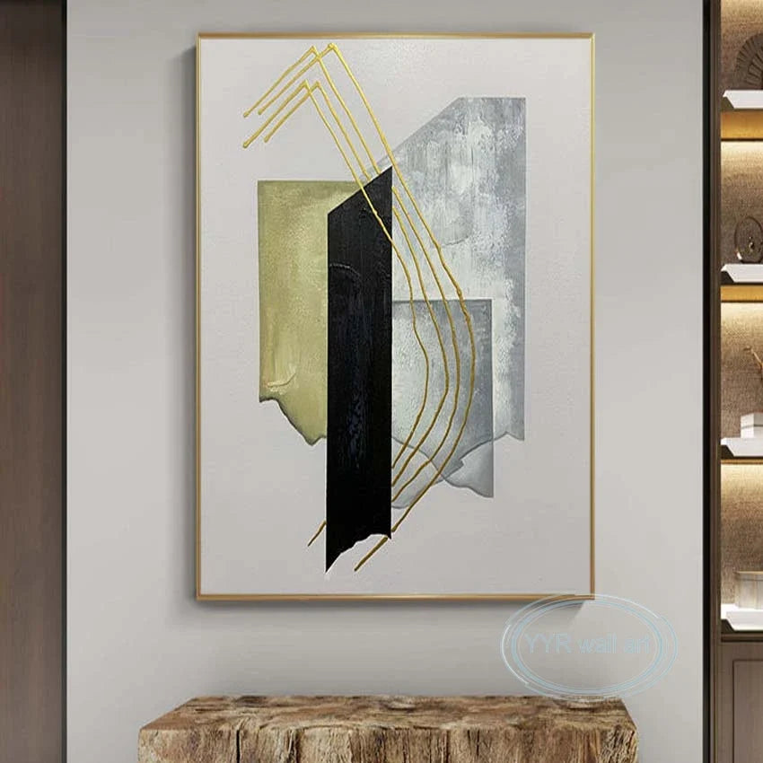 Handmade Abstract Gold Foil Oil Painting on Canvas | Wall Art