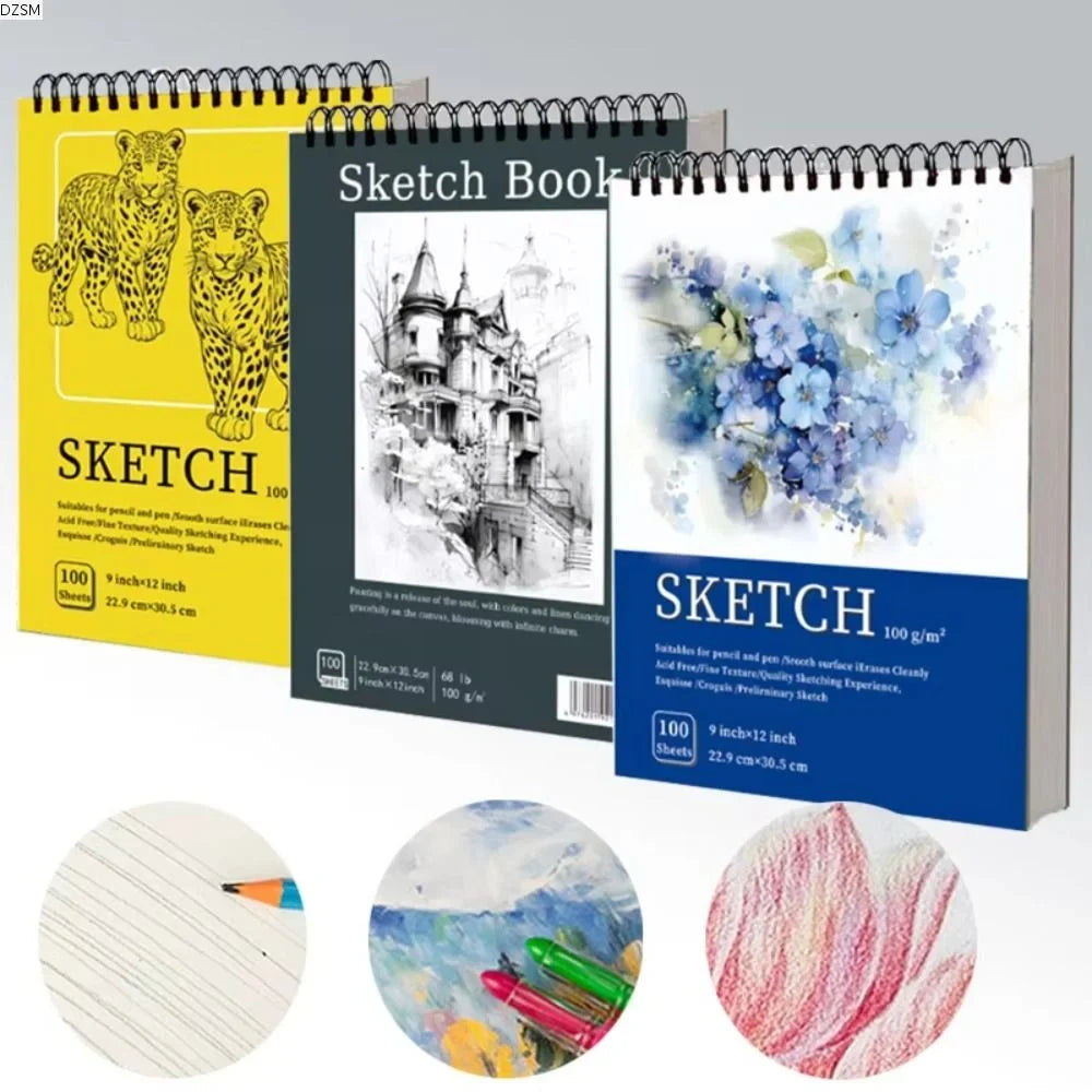 100-Sheet A4 Coil Sketchbook – 100gsm Thick Perforated Drawing Pad