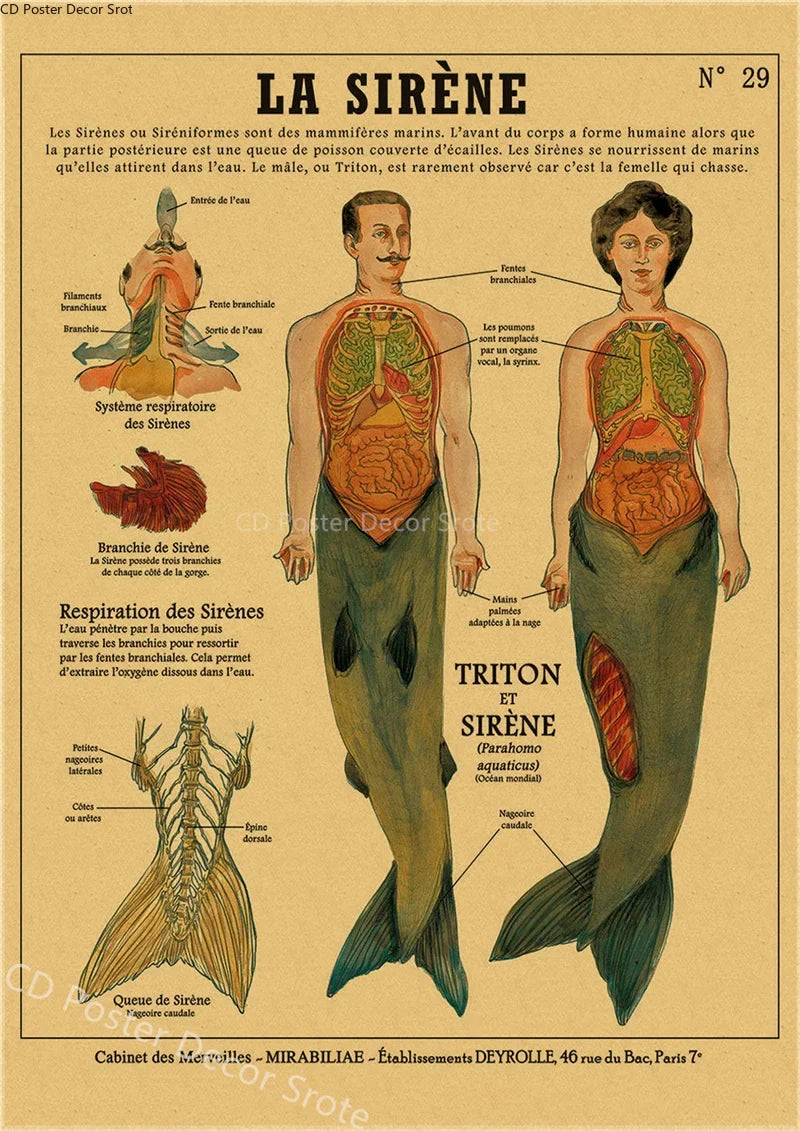 Curious Creatures Retro Kraft Paper Poster | Vintage Wall Art